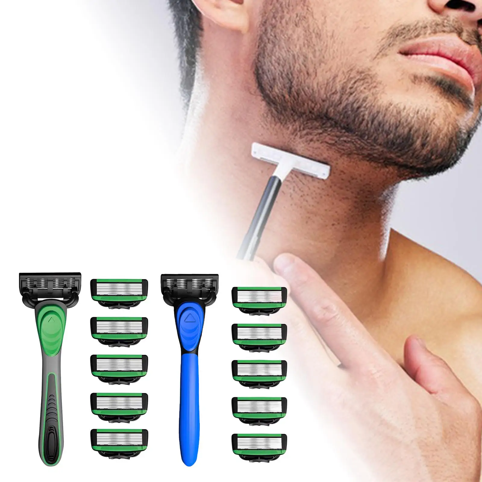 Maquinilla de afeitar con cuchilla de 7 capas, ligera para afeitar, mango antideslizante para niños y padres