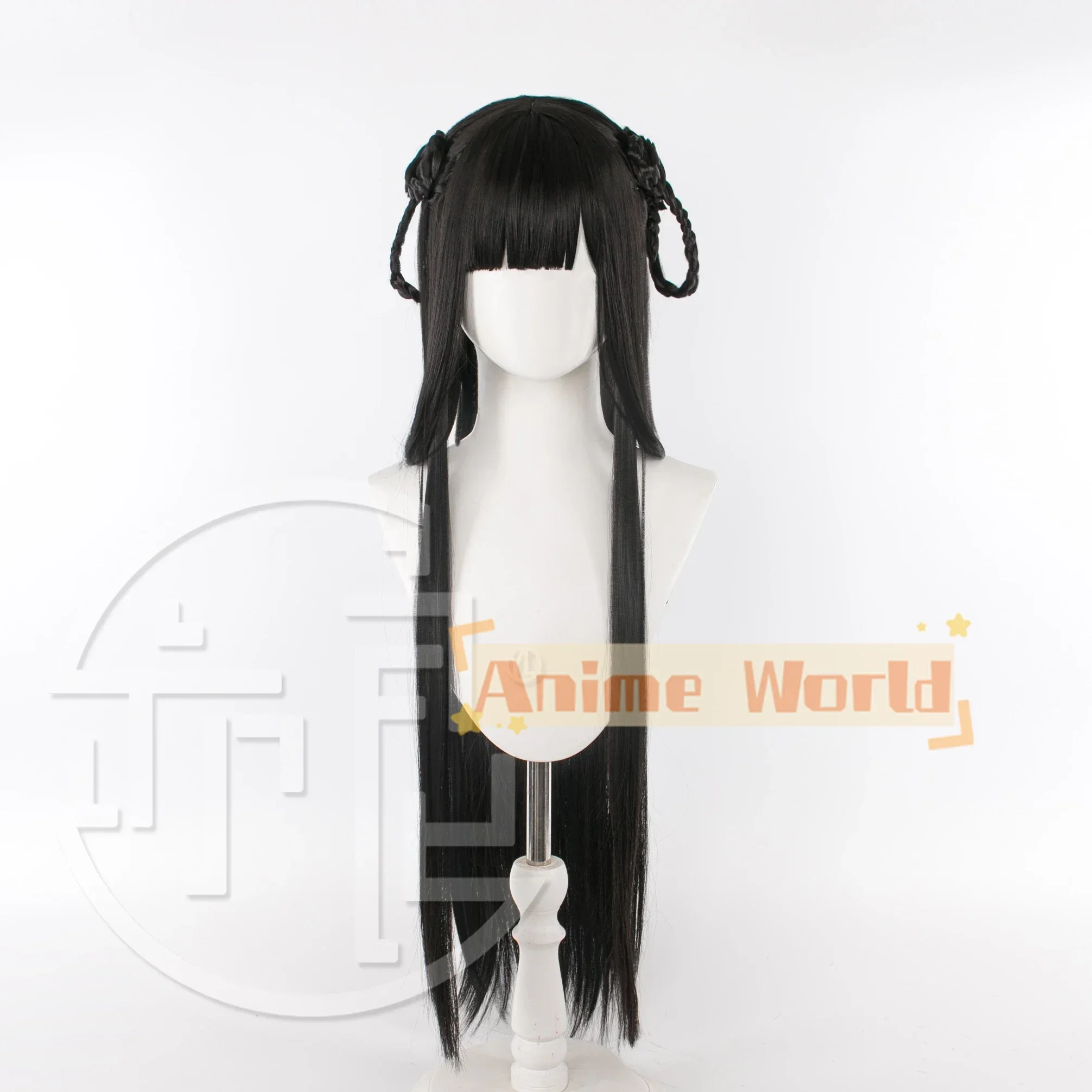 Game Azur Lane ROC Yat Sen Cosplay Wig Black Long Heat Resistant Synthetic Hair Halloween Party Role Play
