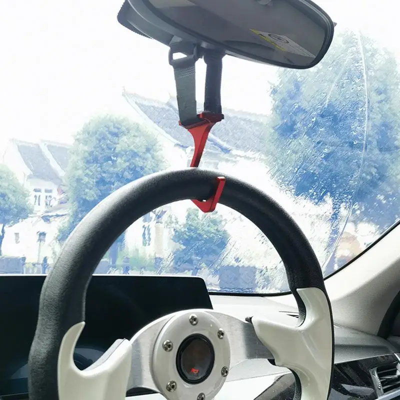 Car Steering Wheel Hook Adjustable Steering Wheels Secured Aluminum Alloy Windshield Cradle Car Multi-Purpose Hook For Driving