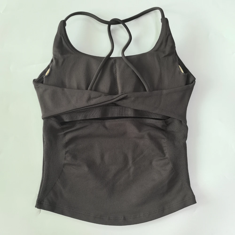 Pericic Twist Back Top Sexy Rückenfreies Gepolstertes Gym-Top Damen Yoga-Anzug Weste Eingebauter BH Activewear Atmungsaktiver Sport-BH Tanktops – Detail 14