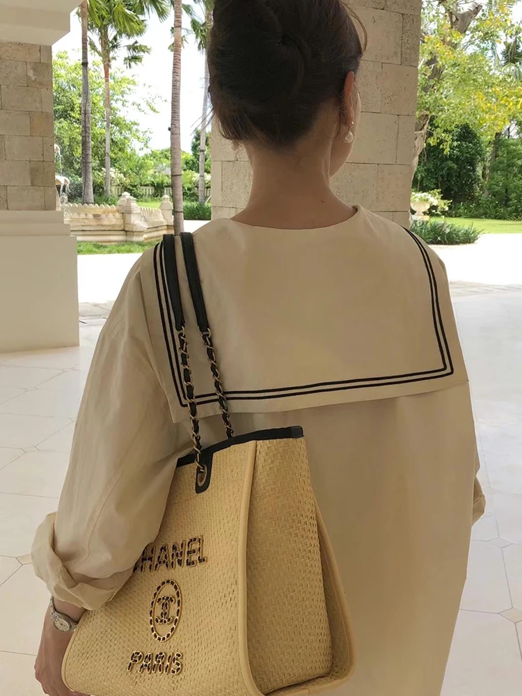 Dongdaemun – haut amincissant polyvalent pour femmes, coupe ample, col naval irt, pour les déplacements, Version coréenne, Long Sve, printemps 2024