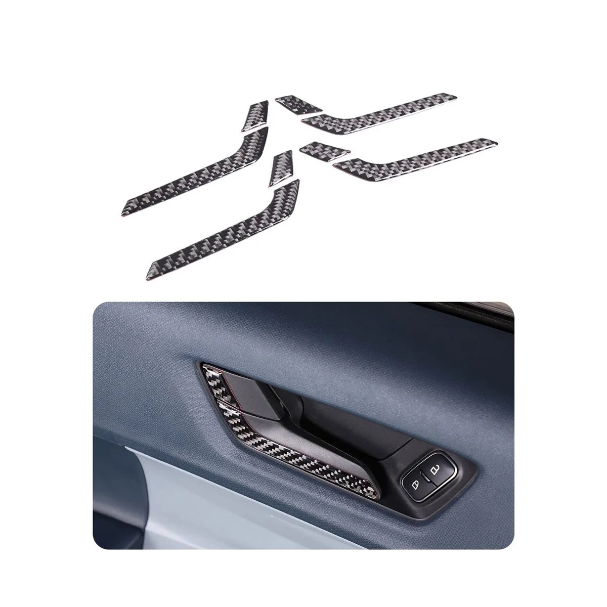 Car Inner Door Handle Frame Trim Decal Stickers for Ford Maverick 2022 2023 Accessories - Soft Carbon Fiber