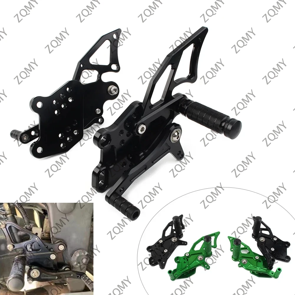 Motorcycle Rear Sets Foot Pegs Rest Pedal Footrest For Kawasaki NINJA300R EX300 2013-2016 Black/Green Aluminum