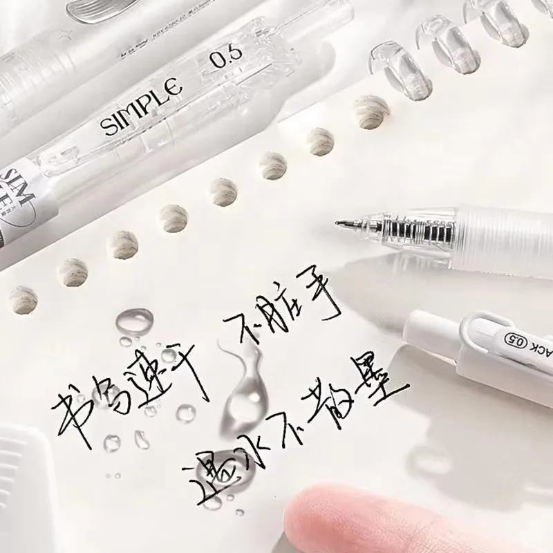 5Pcs Minimalist Transparent 0.5mm Gel Pens Set Large Capacity Quick-Drying Black Ink Pen Fashion Office Signature Pen image 6