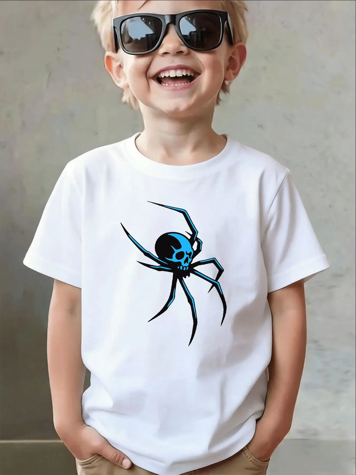 Kids Boys Girls Family Matching T‑Shirt Skull Spider Graphic Short Sleeve Tee Summer Casual Parent Child Daily Street Party Tops