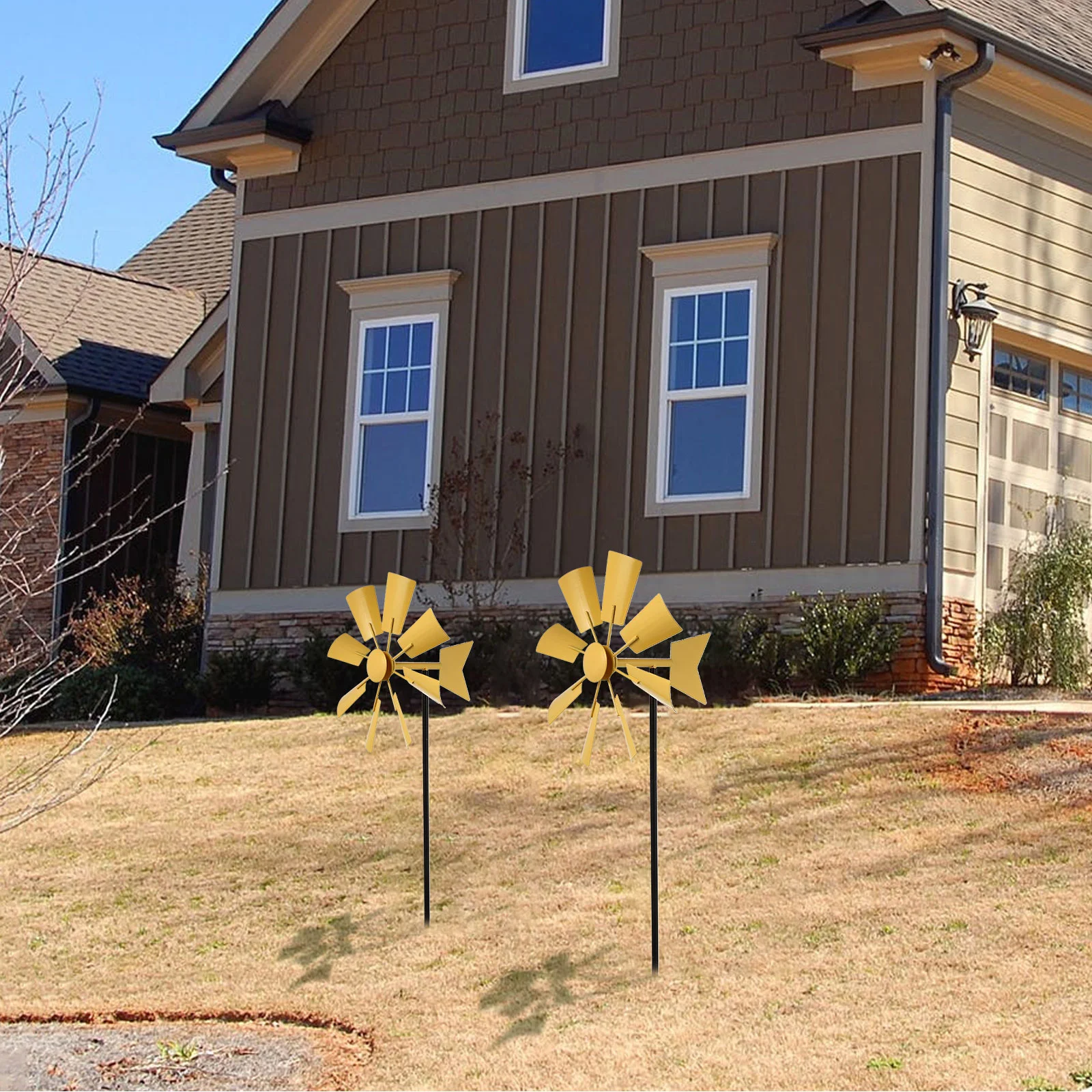 Rotating Windmill Children Outdoors Toys Iron Pinwheel Playset Kids Yard Spinner Decorative