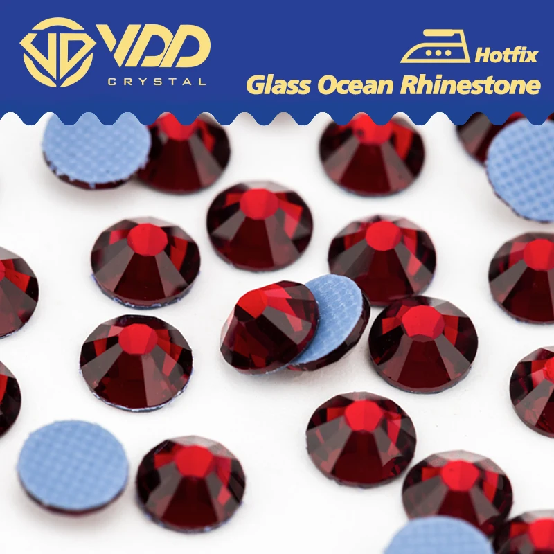 VDD 014 Garnet  SS6-SS30 Hot-Fix Glass Crystal Rhinestones Flatback Glitter Stones For Decorations Clothes