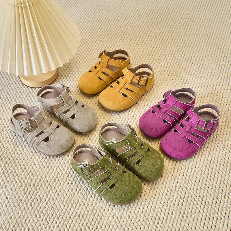 

2025 Children Sandals for Girls Boys Summer New Fashion Korean Style Soft Bottom Non-slip Versatile Chic Cut-outs Beach Shoes