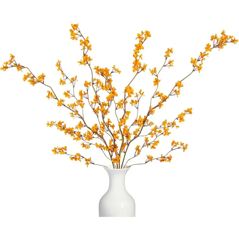 

4Pcs Fake Flowers Blossom Branches Artificial Flowers for Indoor Decor, Faux Long Stem Realistic Indoor Plants for Vase Wedding