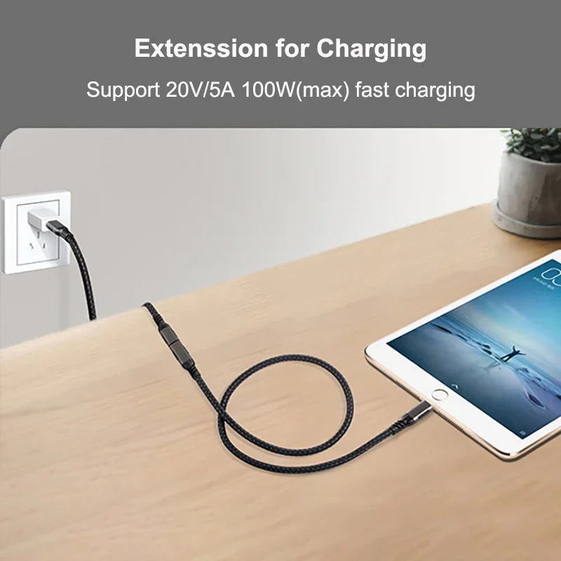 USB-C 3.2 Gen2 USB C Extension Cable Male to Female Type C Extender Cord 10Gbps Data Transfer 5A 100W Fast Charge Cable 4K 60Hz