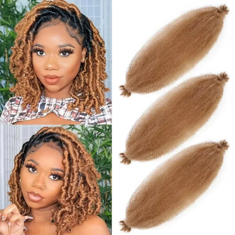 Cabelo afro torcido elástico pré esticado embrulho perucas afro pré-selecionado primavera falso macio fechaduras extensões de tranças de crochê para mulher