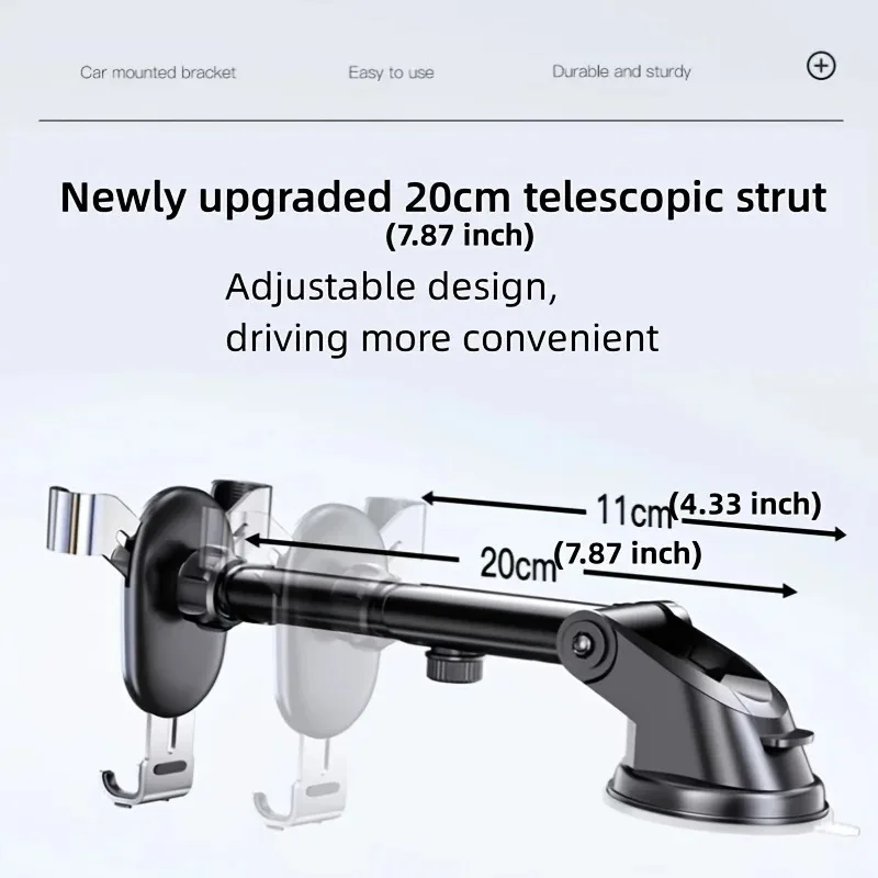 Lcars Car Phone Holder, Universal Gravity Mount for Vehicles, Anti-Shake Vacuum Suction Cup Adhesive Reinforced Holder, Dedicated Phone Holder for Dashboard Navigation and Entertainment, Suitable for Smartphones