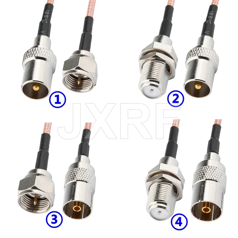 JX Adapter IEC DVB-T TV Male Female To F Male female Plug Connector RF Jumper Pigtail Adapter