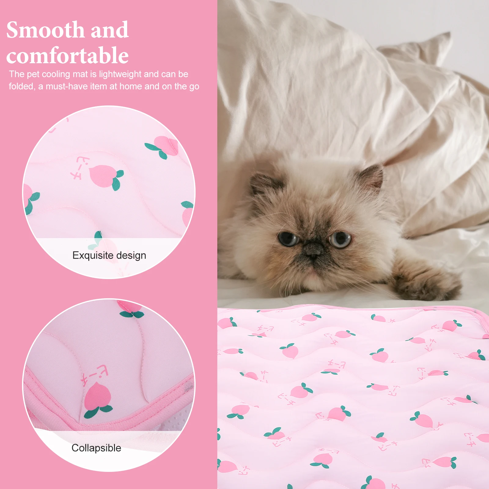 

Cool Pet Mat Dog Pad Cat Cooling Cushion Summer Sofa Lightweight Foldable Durable Material Easy Clean Fruit Patterns Pet