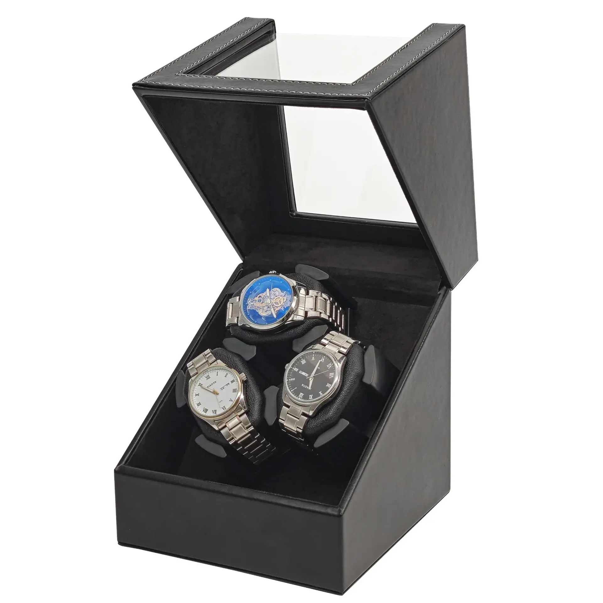 Universal Watch Winder with 3-Position Winding Mechanism Smart Light Sensor Silent Strap USB Interface Watch Storage Box