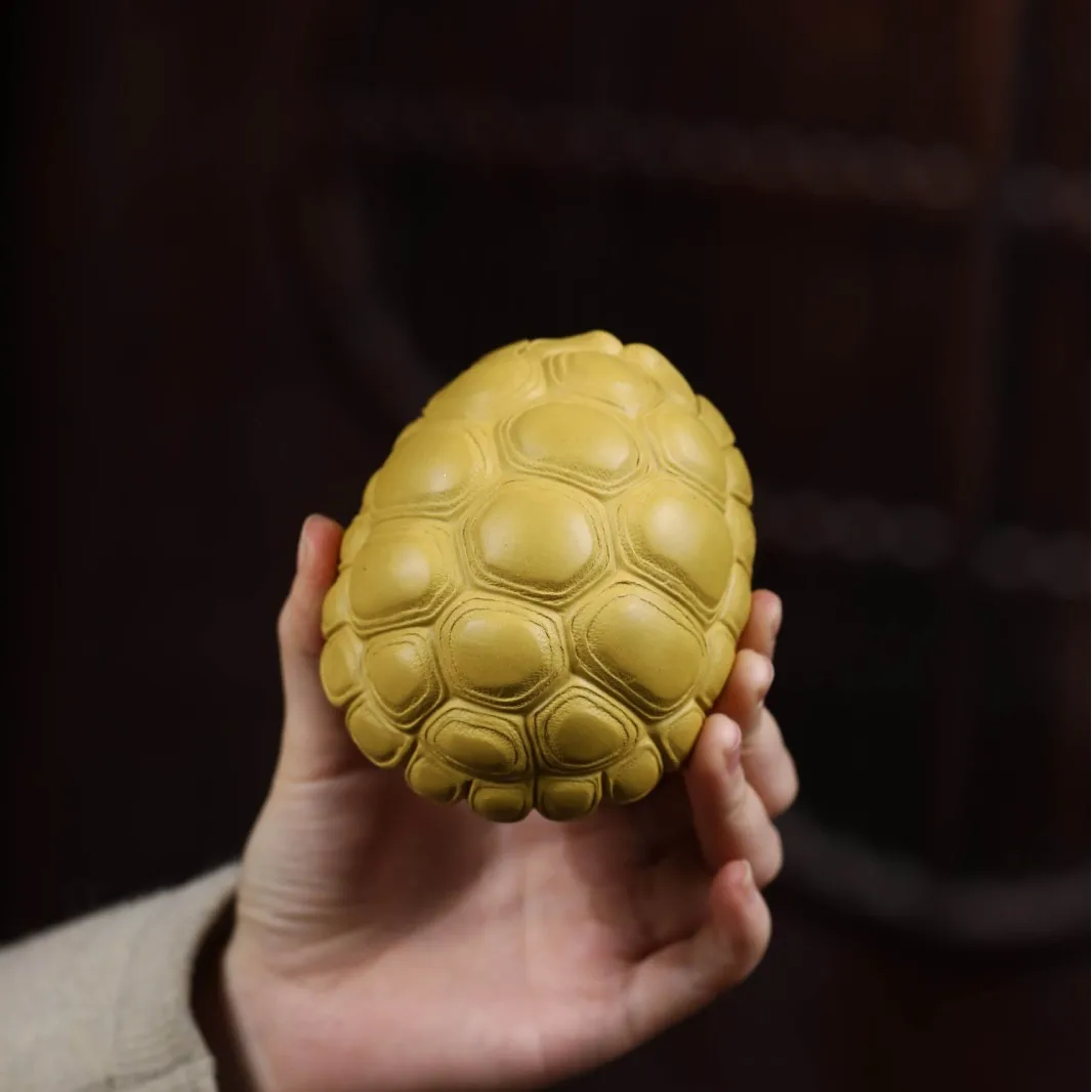 Yixing Purple Clay Tea Pet Ornament, Large Turtle Shell Cover With Handle, Original Ore Fine Product, Suitable For Nurturing