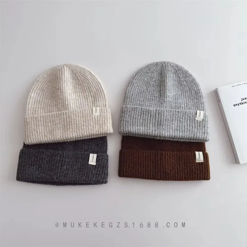 New Boys Girls Fleece Casual Knit Hats Thick Warm Children's Wool Hat Soft Cozy Toddler Winter Hat Kids Casual Versatile Style