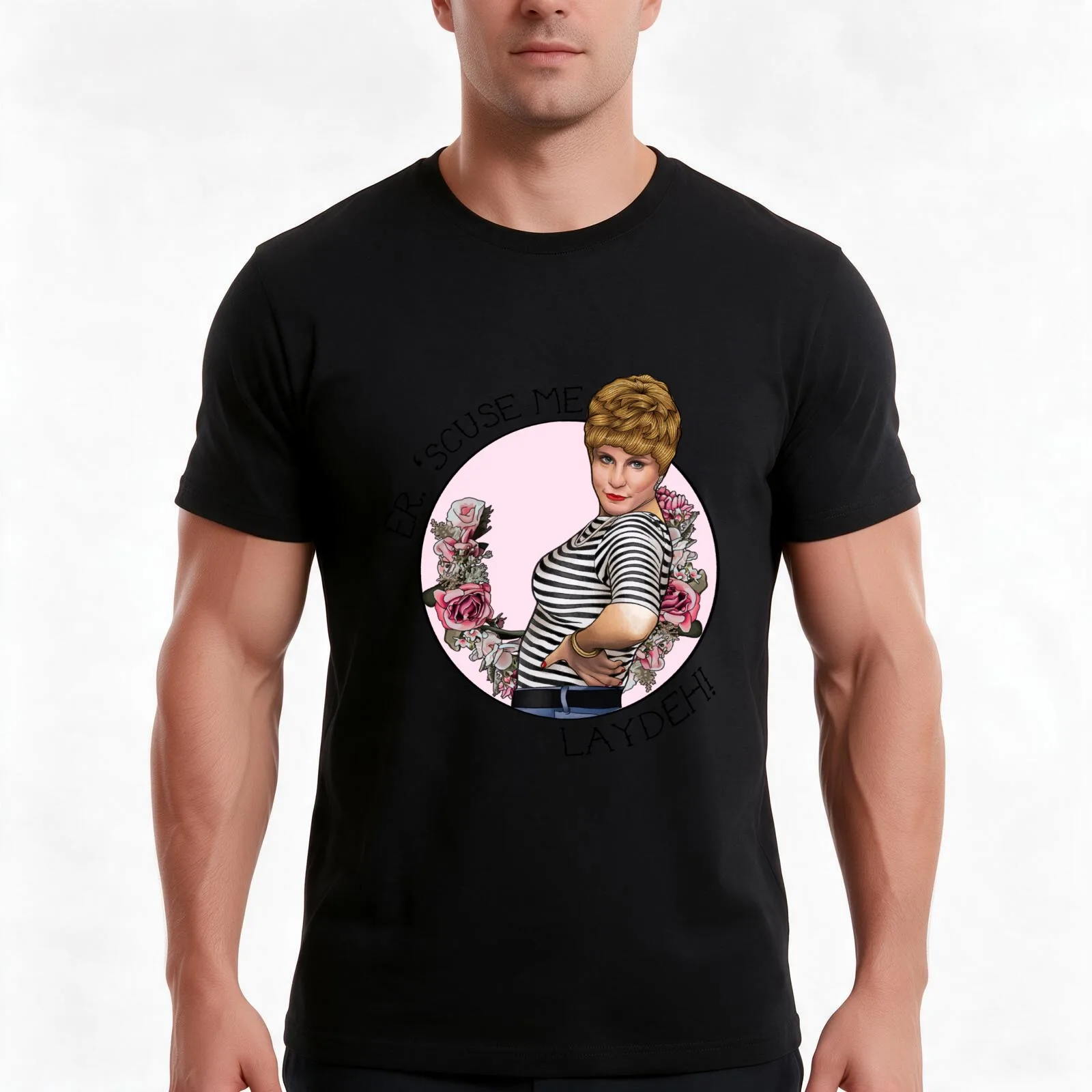 Charity Shop Sue- Scuse me laydeh T-Shirt, Summer Casual Cotton Tee, Oversized Streetwear Tops, Vintage Graphic Print