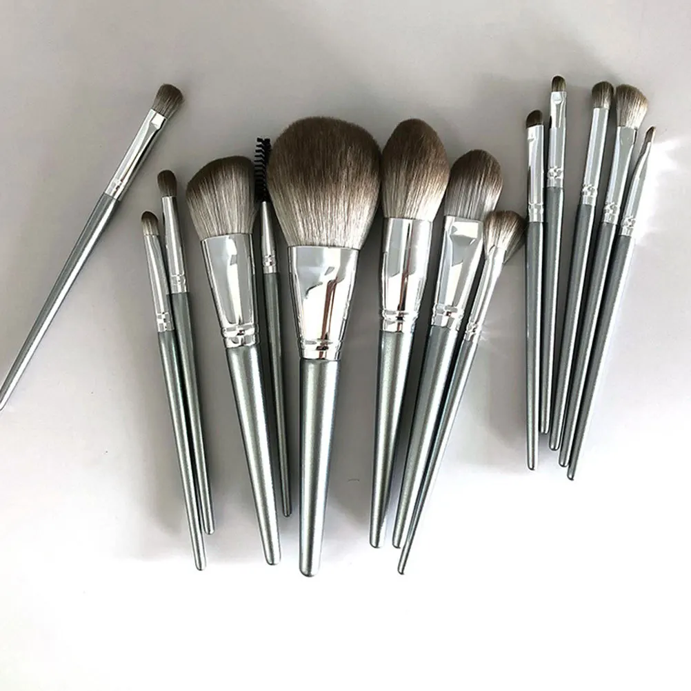 14 pçs conjunto de escova de maquiagem profissional kit de escova de cosméticos alça suave pó blush pincéis de contorno para aplicação facial