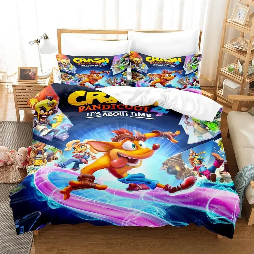 

Crash Bandicoot Bedding Set Single Twin Full Queen King Size Bed Set Adult Kid Bedroom Duvet cover Sets 3D Anime Bed Sheet Set