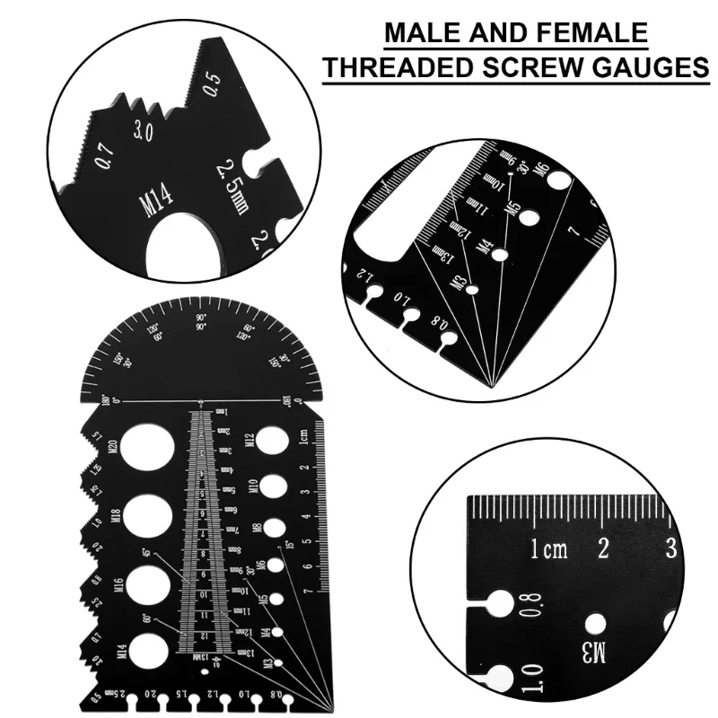 Metric and Imperials Metal Thread Pitches MultiGauges AluminumAlloy Thread & Pitches Identification Gauges Tool