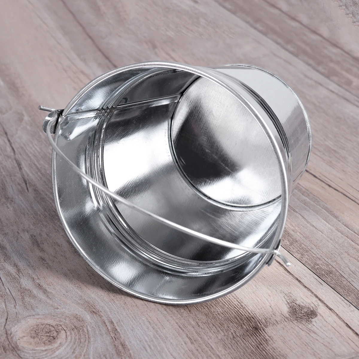 

6pcs Tinplate Fries Bucket Mini Ice Bucket Portable Wine Beer Cooler With Handle For Party Home Bar Hotel Use Large Size Sliver