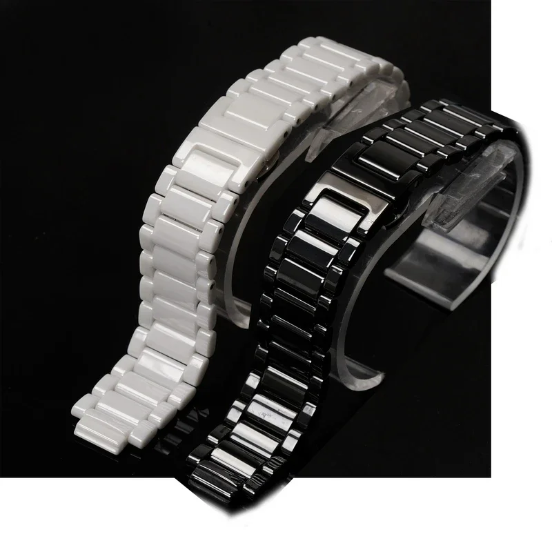 Premium-Grade Ceramic Watch Strap For Rado True Series Thin Watch Chain Black And White Convex Watchband Accessories 19mmX12mm