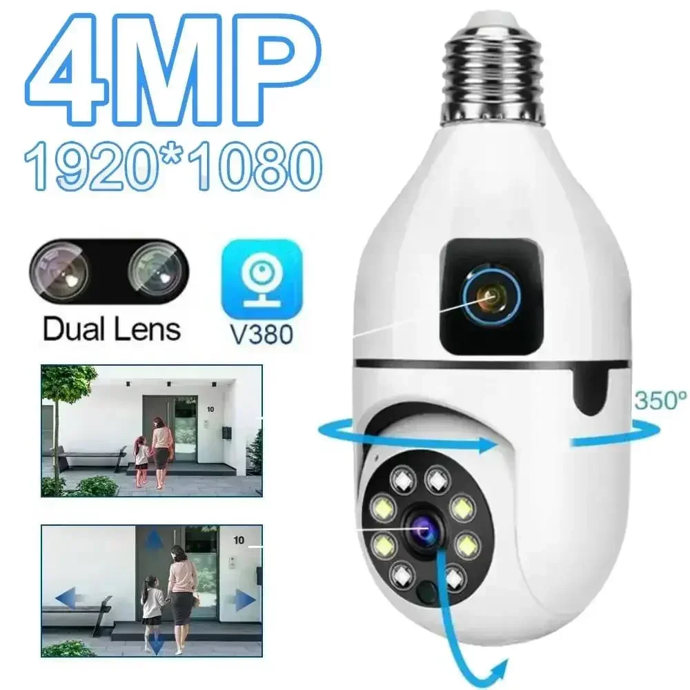 

V380 4MP Wifi Dual Lens E27 Light Bulb CCTV Cam Indoor Wireless Baby Monitor Lampe Smart Home Security Protection IP Camera