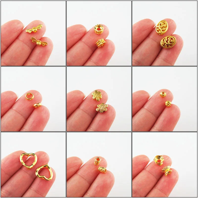 Fashion New Heart Frame Oval Chinese Knot Wings Charms Spacer Bar Beads Gold Plated