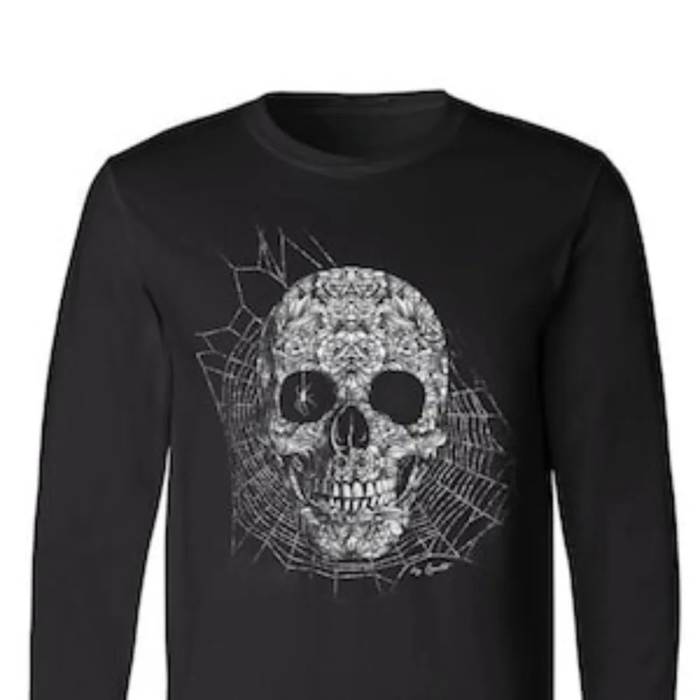 هالوين أنبوب طويل تي شيرت بأكمام طويلة لجميع القديسين الجمجمة العنكبوت ويب قميص القوطية الرعب تي شيرت عصري وعصري #1