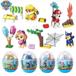 1-2 pezzi originale Paw Patrol Toy Anime Figure Blocks Chase Marshall Skye macerie Rescue Building Block con accessorio regalo per bambini