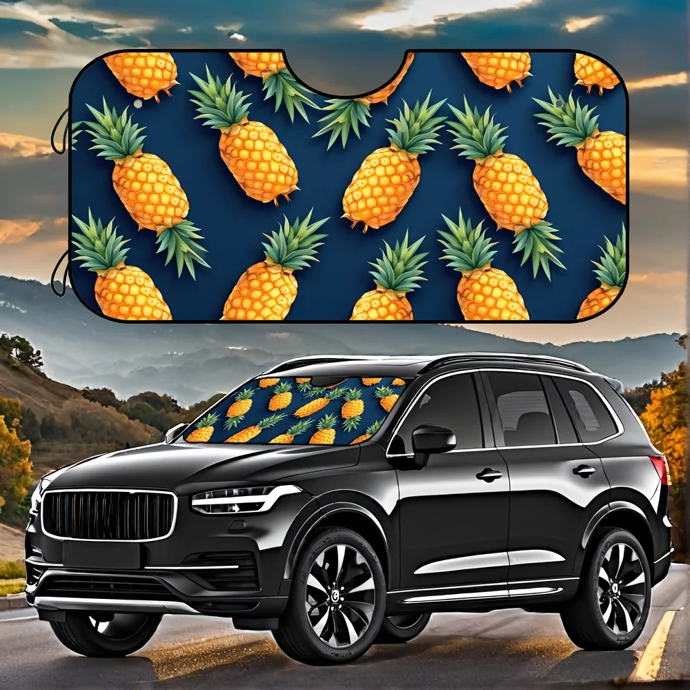 

1 шт., складной автомобильный солнцезащитный козырек с ананасом, УФ-блокировщик для лобового стекла, 4 присоски, универсальный, подходит для автомобилей, внедорожников, грузовиков