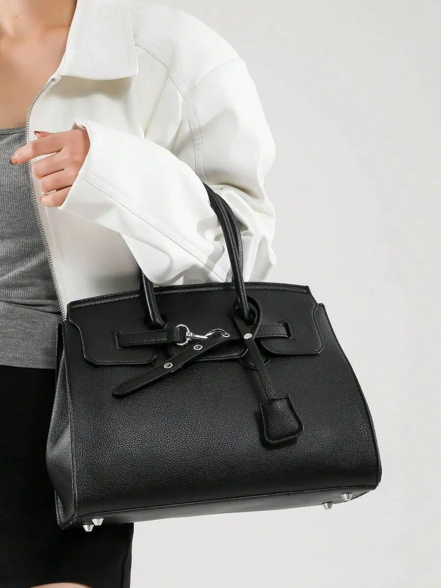 2026 New Litchi Texture Tassel Pendant Handbag, European And American Fashion Versatile Shoulder Crossbody Bag, Suitable For Wom