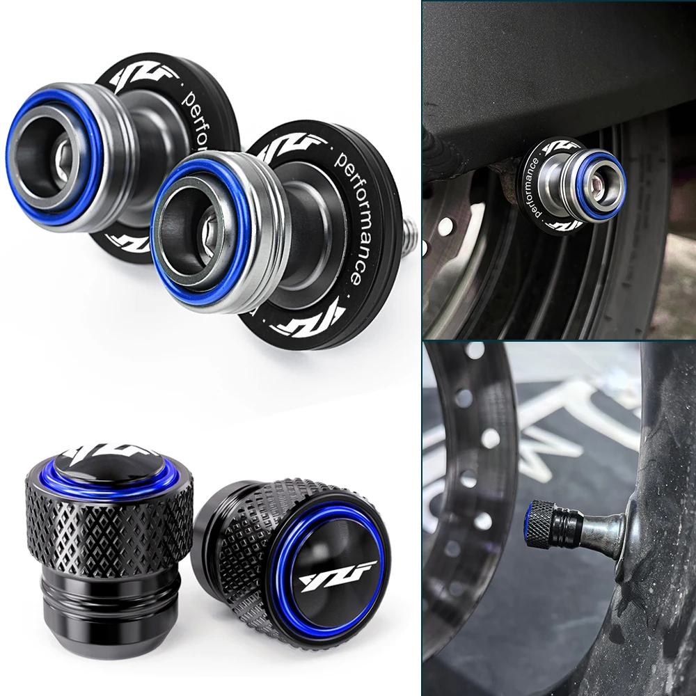 For YAMAHA YZF R1/S/M R3 R6 R7 R9 R25 R125 YZFR1 YZFR3 YZFR6 YZFR7 YZFR9 Motorcycle Swingarm Spools Slider Stand Tire valve caps