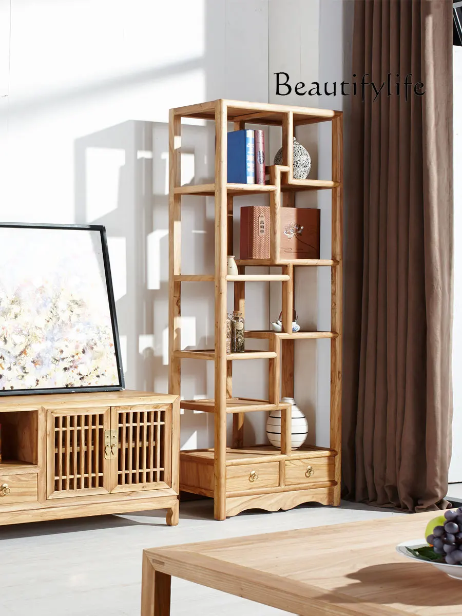 

New Chinese Style Solid Wood Antique Shelf Duobao Pavilion Display Rack Simple Zen Shelf Partition Display Cabinet