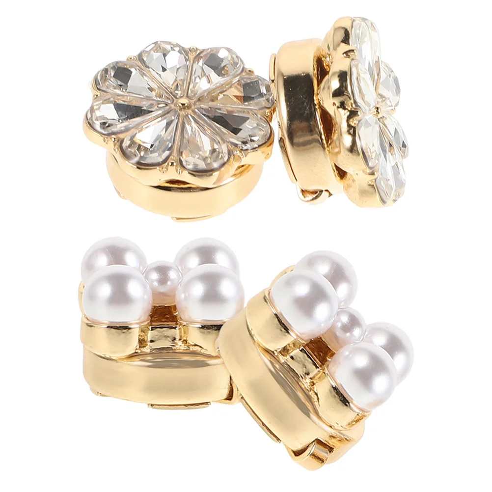 

4pcs Flower Cufflinks Rhinestone Button Covers For Shirts Dresses Elegant Jewelry Clothing Accessories Sparkling Sleeve Buttons
