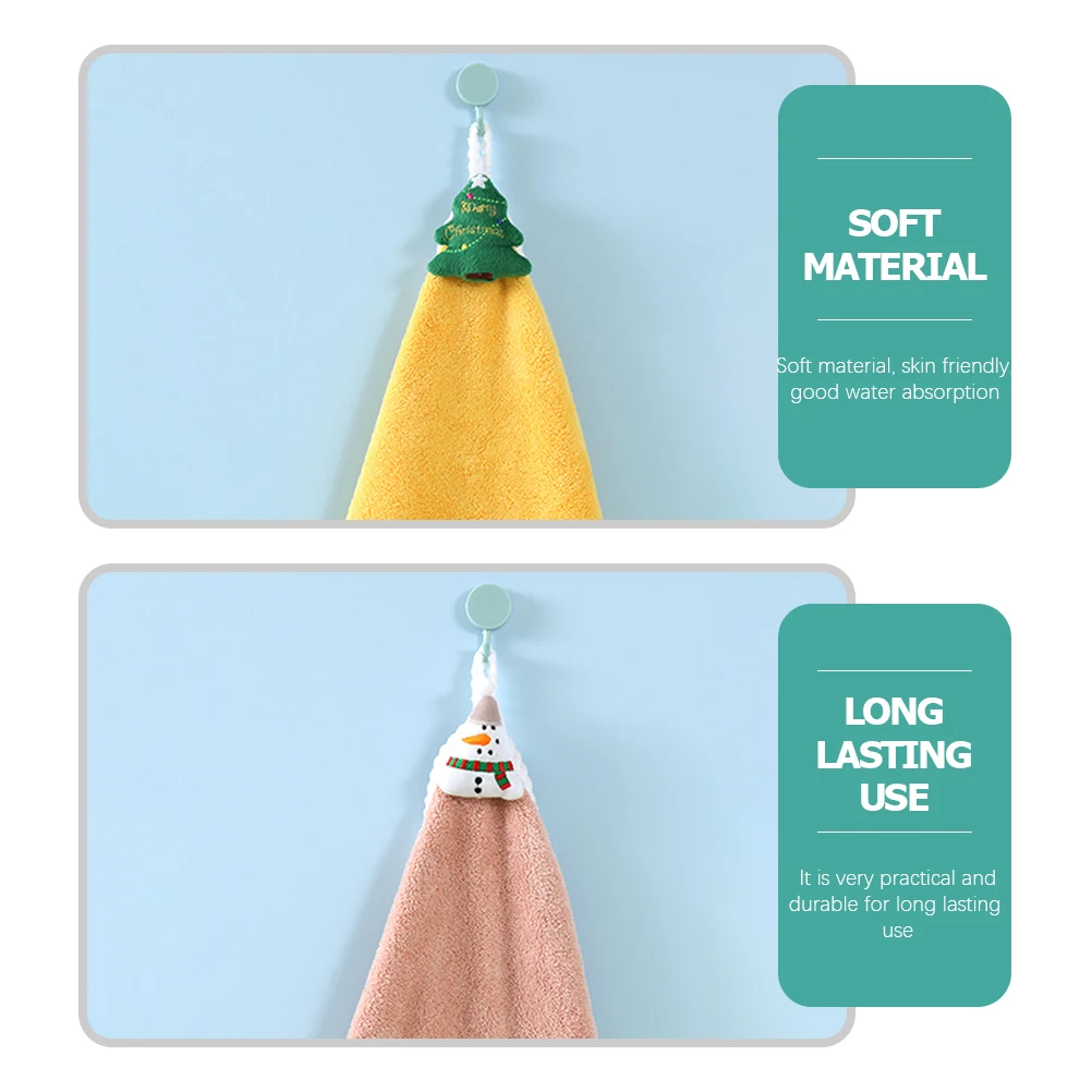 

4pcs Christmas Hand Towels Hanging Kitchen Towel Absorbent Fast Drying Home Bathroom Hand Wipe Towel Xmas Dishcloth