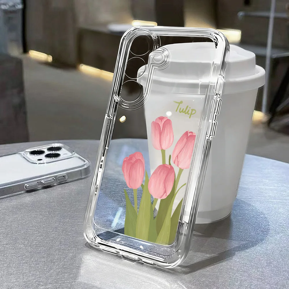 Blumenranken Transparente Hülle für Samsung S25 Ultra S26 S24 FE S23 Plus S22 S21 A57 A56 5G A55 A54 A53 A52S A37 A36 A35 A26 Schutzhülle