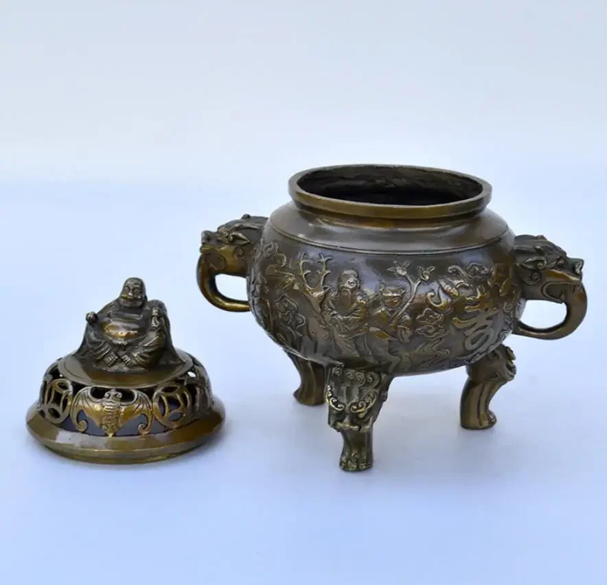 

Home decoration metal bronze crafts pure copper longevity incense burner ornaments