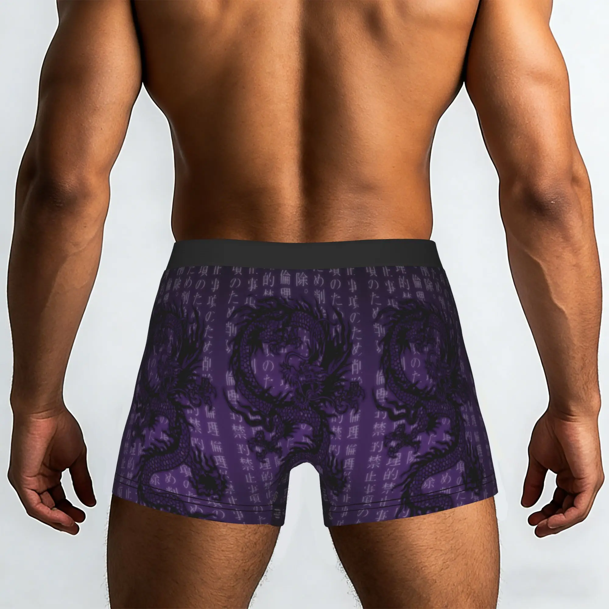 Purple Chinese Dragon Traditional Pattern   Underpants Homme Panties Male Underwear Print Shorts Boxer Briefs