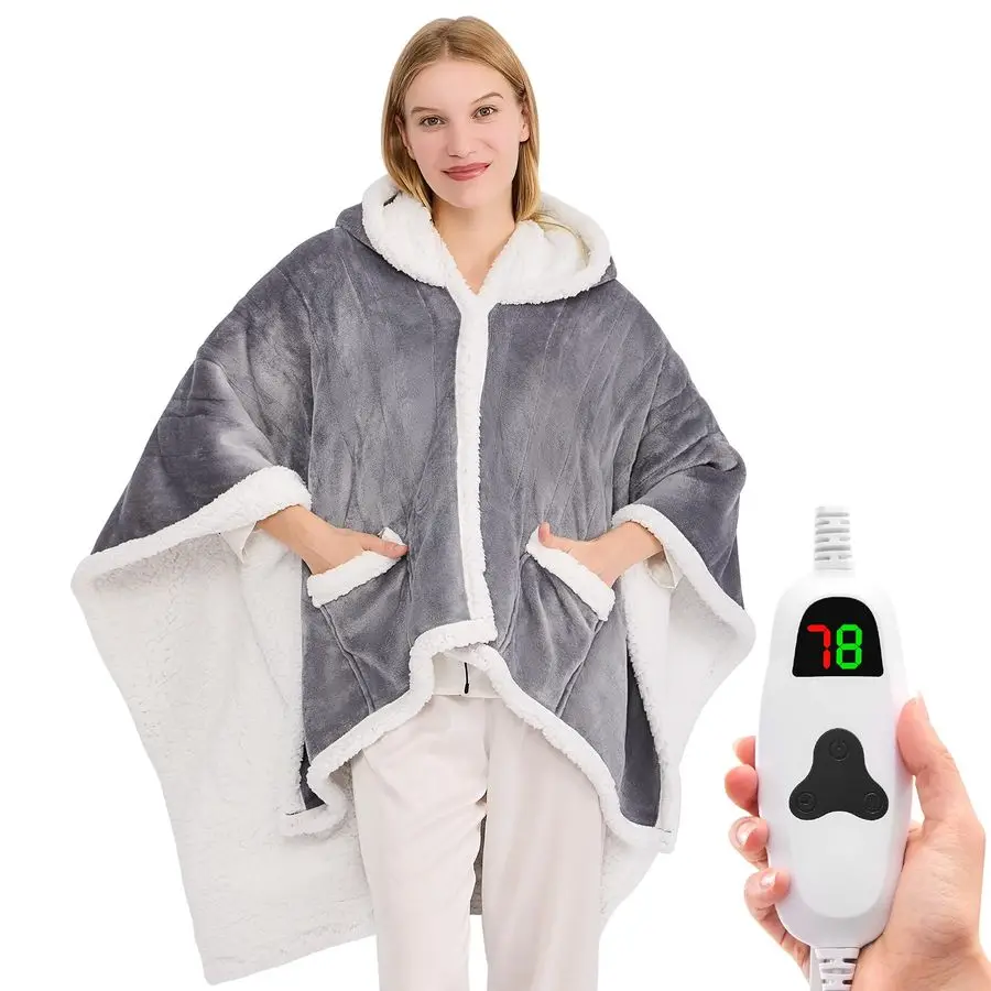 

Heated Throw Blanket Electric Shawl,Christmas Birthday Gifts for Grandma,Gift for Mom and Elderly Women,Heated Robe Poncho Blank