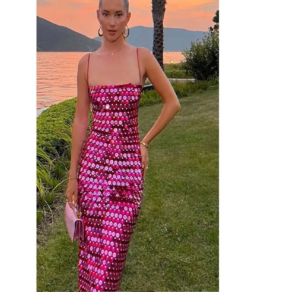 

Sexy Sequined Tube Top Strap Dr Slim Fit Tee Quarter Sve Cleanfit H Version for Middle-aged Women Ciwalk Suitable