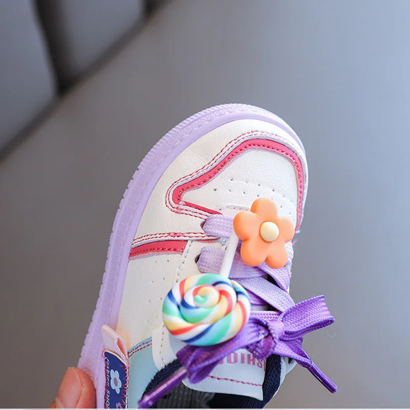 DIMI 2023 Autumn Children Shoes Girls Toddler Shoes Fashion Soft Breathable Non-Slip Candy Colors Flowers Baby Sneakers