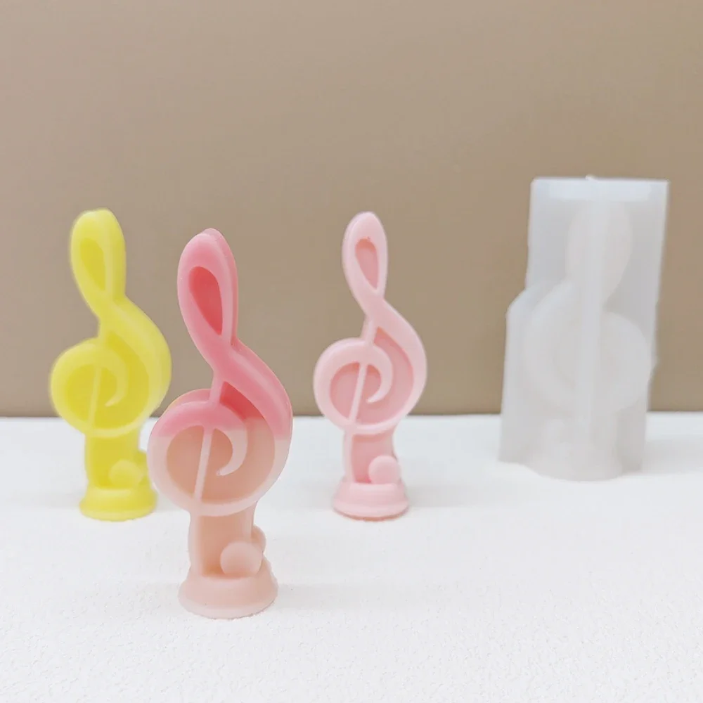 Musical Note Candle Silicone Molds Staff Clef Beeswax Resin Soap Mould Artist Plaster Gifts Making Birthday Cake Chocolate Decor