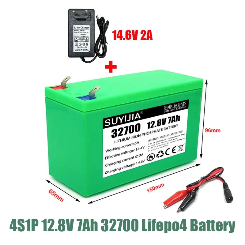 New 32700 Lifepo4 Battery Pack 4S1P 12.8V 7000mAh with 4S 40A Balanced BMS for Electric Boats and Uninterruptible Power Supplies