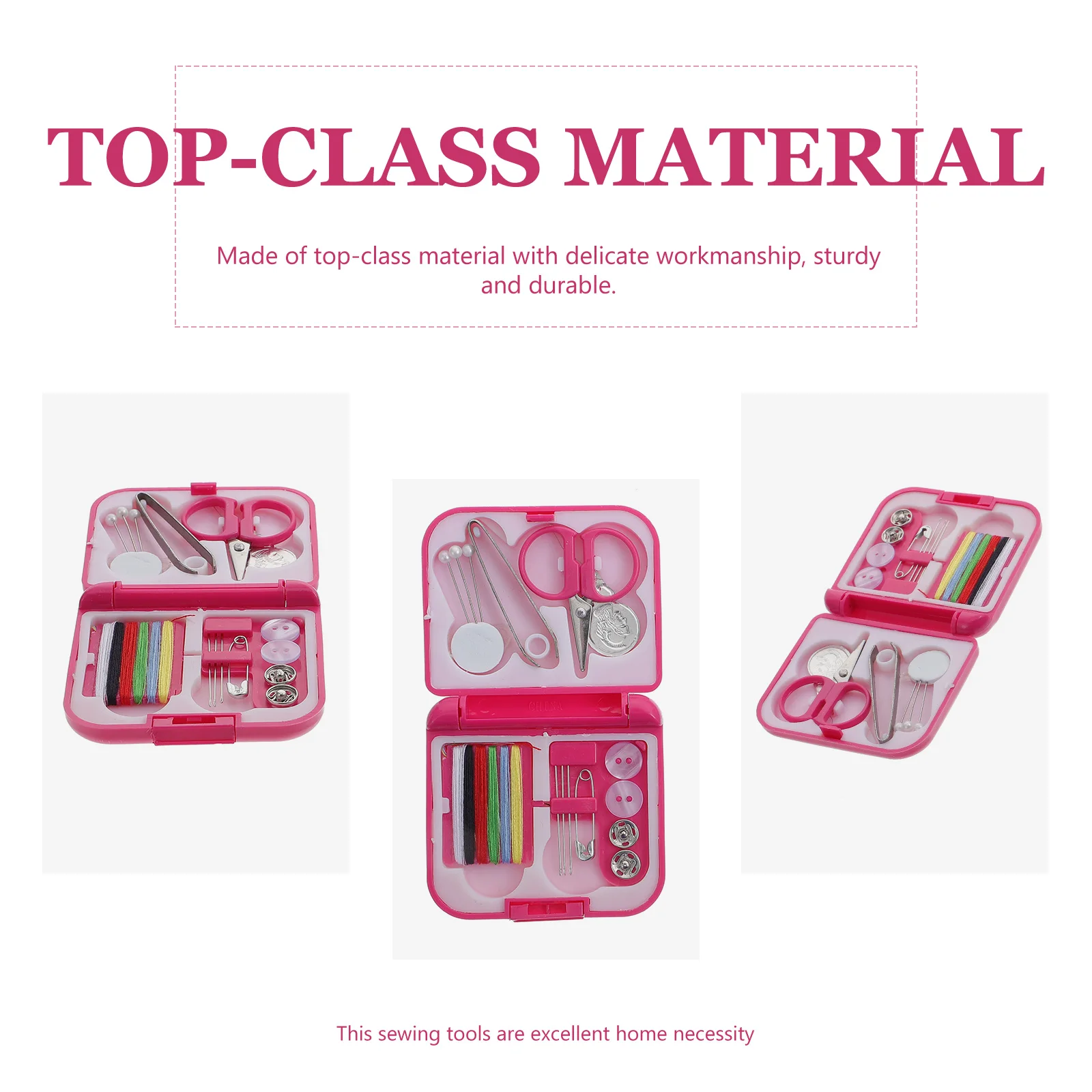 

Sewing Kit Supplies Mini Travel Pink Alloy Portable 3 Boxes Home Needle Thread Tools Lightweight Durable Quilting Elastic B