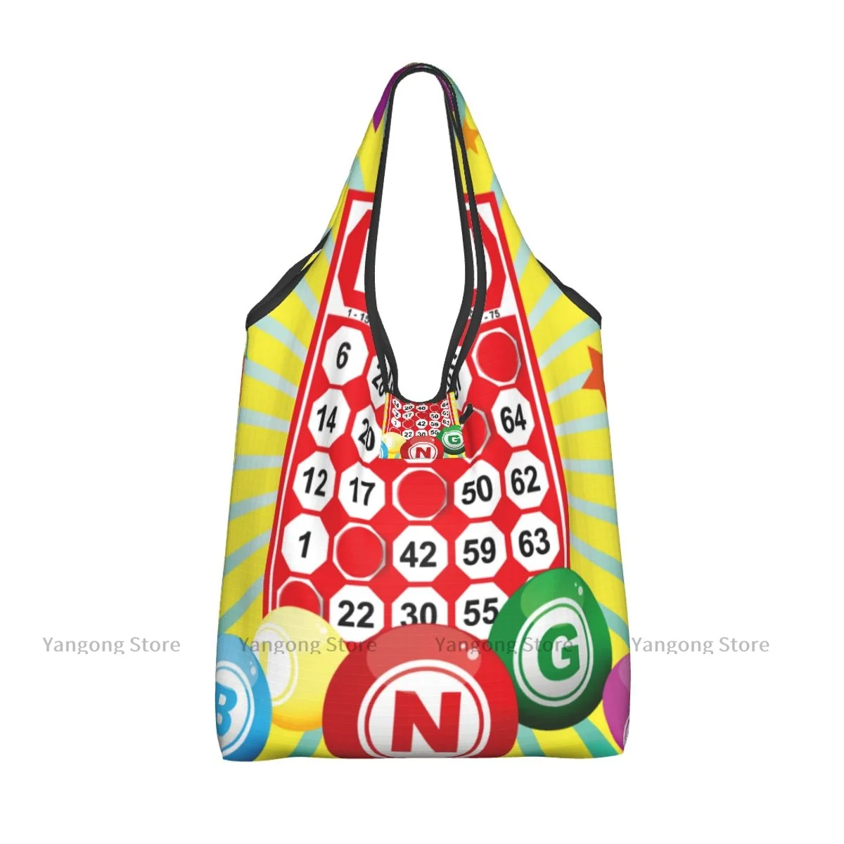 Shopping Bag Bingo Card And Ball Eco-friendly Folding Reusable Portable Shoulder Handbag for Travel Grocery Bag