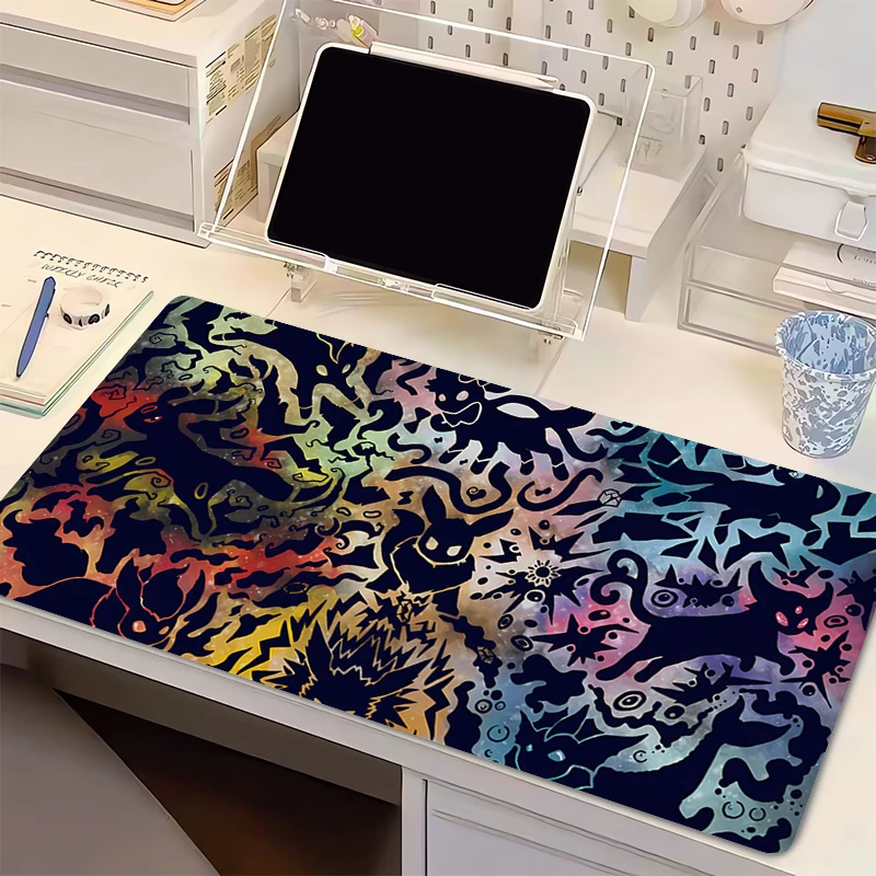Mouse Pad Computer Kawaii Flower Keyboard Pad P-pokemonS Anime Gaming Accessories Table E-eevee Moon Gamer Desktop Mat Mousepad