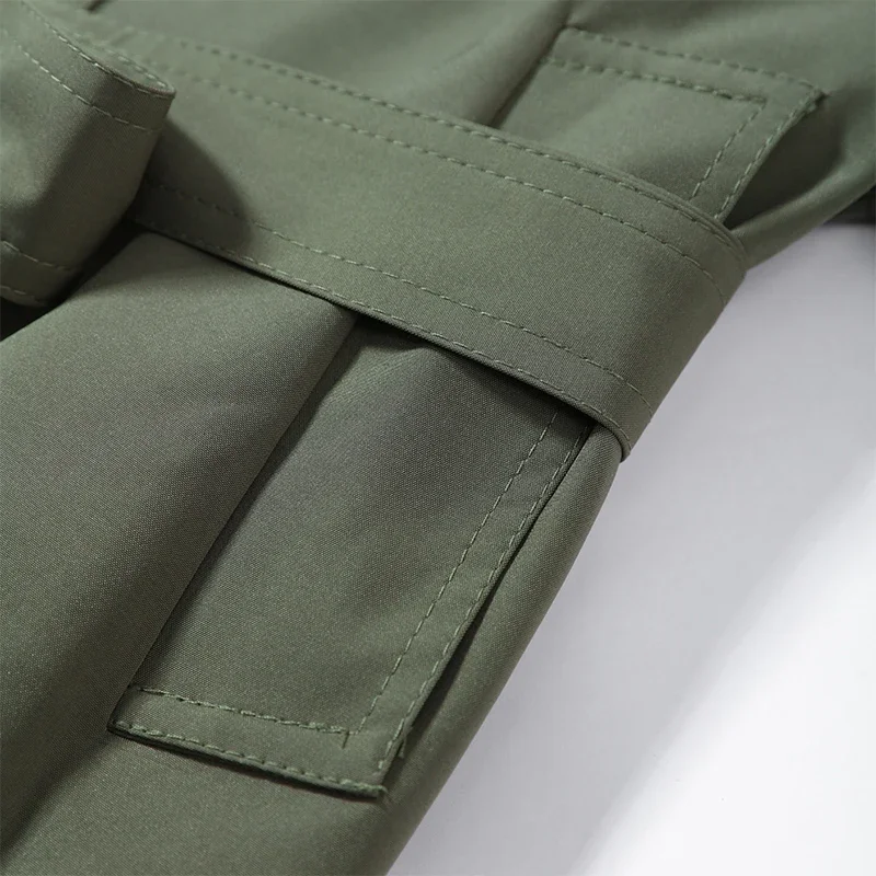 Frühlings-Damen-Trenchcoat mit Schnürung, Stehkragen, Doppelreihiger Knopfverschluss, Stilvolle Neue Damen-Jacke mit Langen Ärmeln, Streetwear-Oberbekleidung – Detail 7
