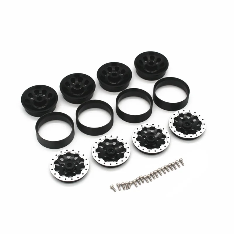 NN89R 4 قطعة محور عجلات معدني Beadlock حافة العجلة والإطارات المطاطية لـ WPL C14 C24 B14 B24 B36 MN D90 MN99S RC قطع غيار السيارات ، 3